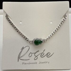 SGB7 S925 Stamped Natural Jadeite Hulu Bracelet